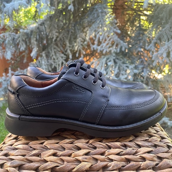 NEW Mens Ecco Fusion II Black Leather Lace-up Moc Toe Oxford Work & Walking Shoe main image 4